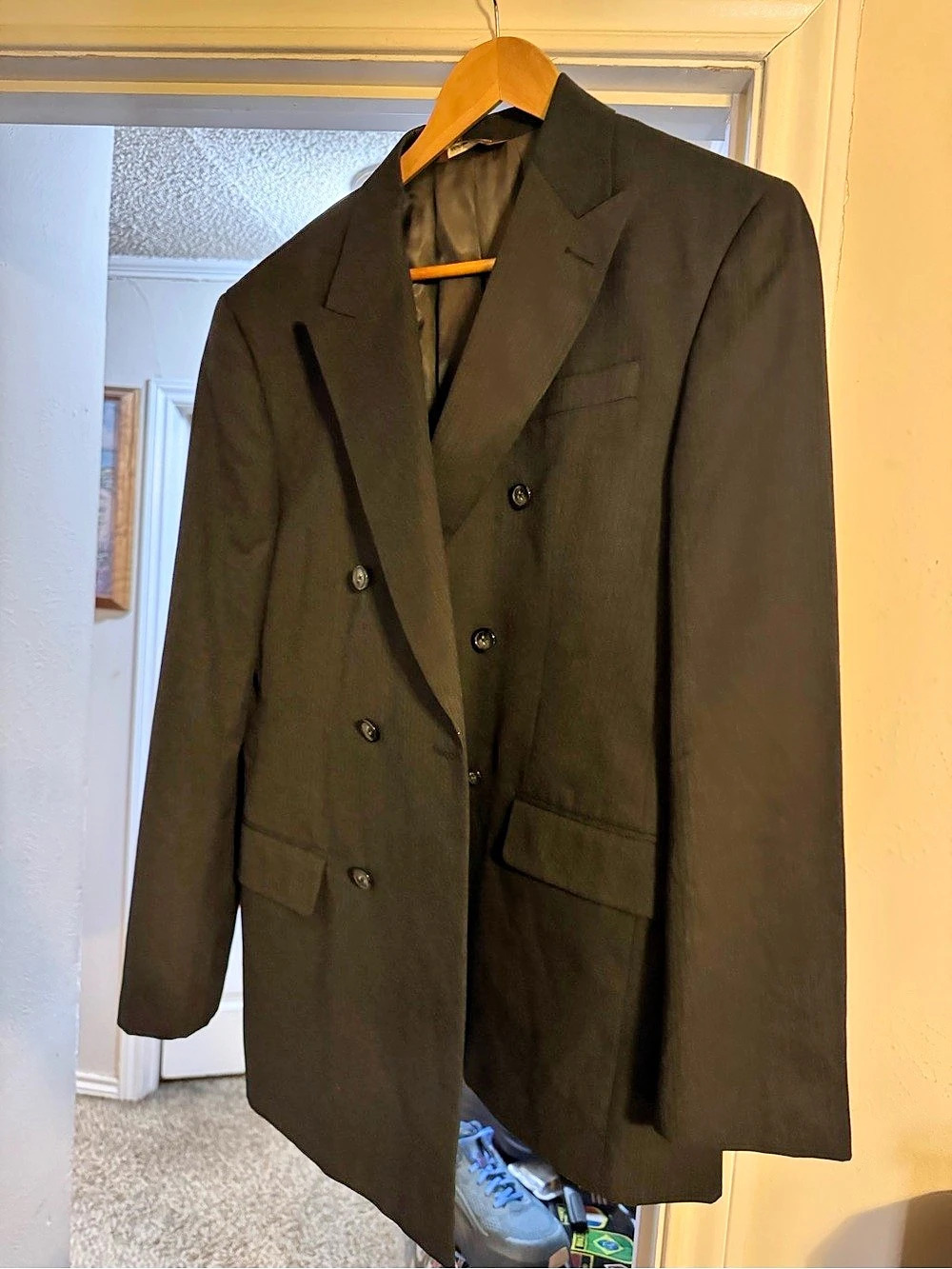 Perry Ellis City Fit Suit Jacket Men's Striped Black 42R